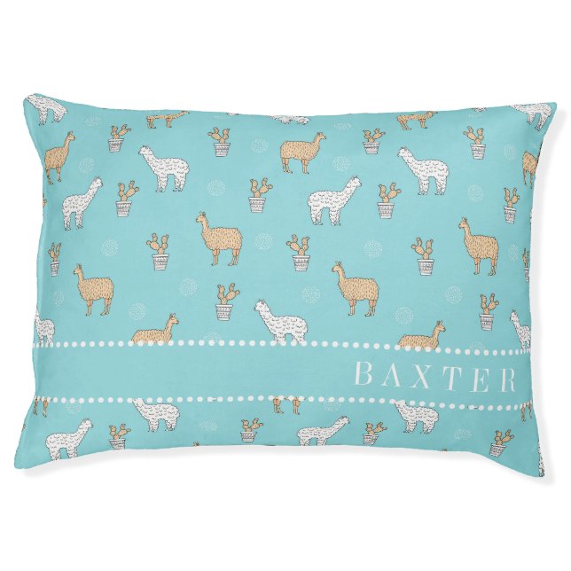 Cute Alpaca Llama Cactus Pattern Pet Bed (Front)