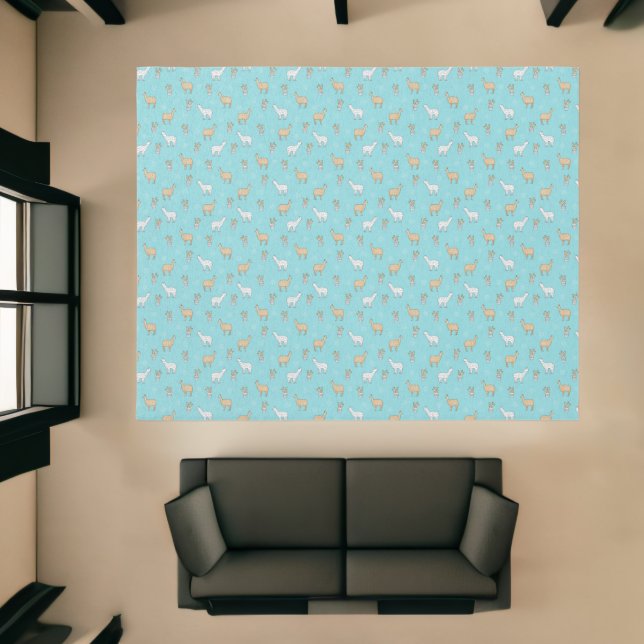 Cute Alpaca Llama Cactus Pattern Rug (Insitu (Indoor 1))