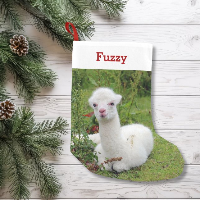 Cute Alpaca Lover Pet Photo and Name Personalized Small Christmas Stocking (Creator Uploaded)