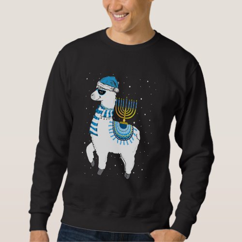 Cute Alpaca Menorah Hanukkah Llama Chanukah Christ Sweatshirt