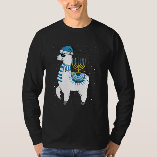Cute Alpaca Menorah Hanukkah Llama Chanukah Christ T_Shirt