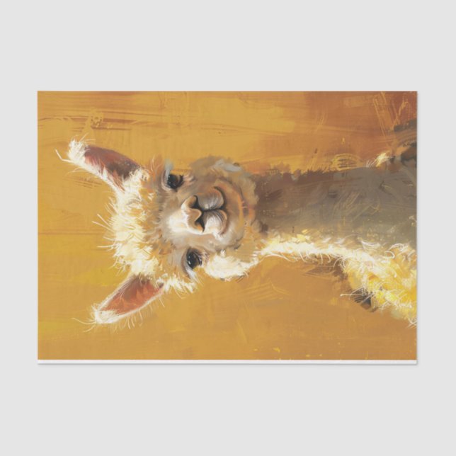 Cute Alpaca Painting Decoupage Tissue Paper (Front)