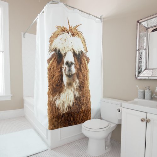 Cute Alpaca Portrait Shower Curtain