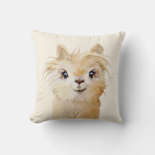 Cute Alpaca Throw Pillow (Front)
