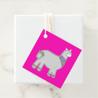 Cute Alpaca with flowers birthday Favor Tags