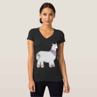 Cute Alpaca with flowers birthday T-Shirt