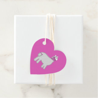 Cute Alpaca with glitter heart Favor Tags