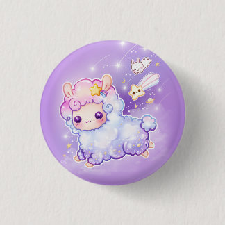 Cute alpaca with kawaii shooting star button