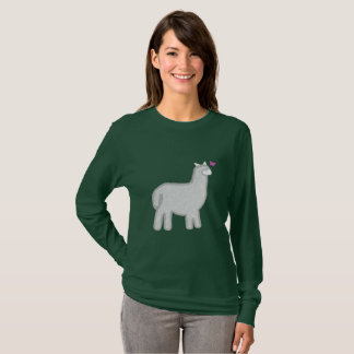 Cute Alpaca with sparkly pink butterfly T-Shirt