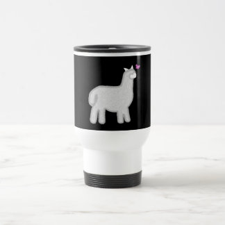 Cute Alpaca with sparkly pink butterfly Travel Mug