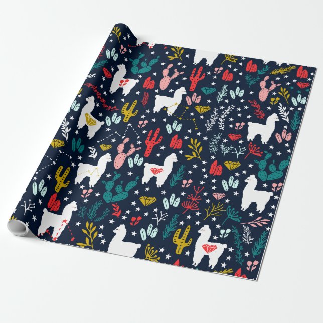 Cute Alpaca Wrapping Paper (Unrolled)