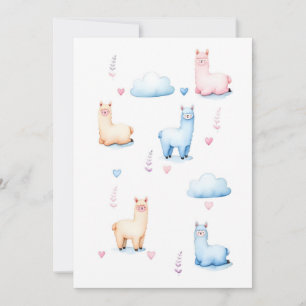 Cute Alpacas and Clouds Invitation