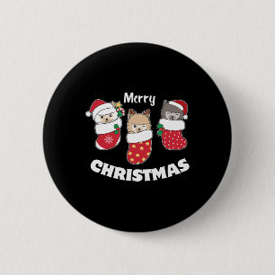 Cute Alpacas In Christmas Stockings For Christmas Button