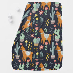 Cute Alpacas Pattern Baby Blanket