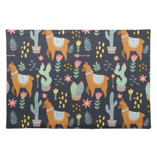 Cute Alpacas Pattern Cloth Placemat