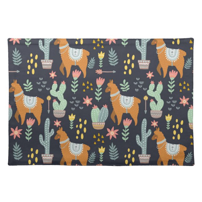 Cute Alpacas Pattern Cloth Placemat (Front)