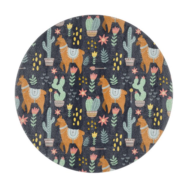 Cute Alpacas Pattern Cutting Board (Front)