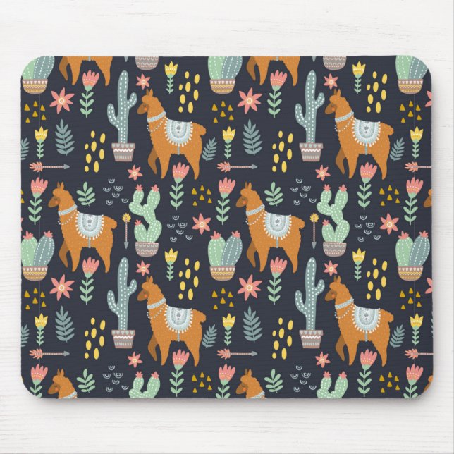 Cute Alpacas Pattern Mouse Pad (Front)