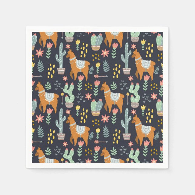 Cute Alpacas Pattern Napkins (Front)