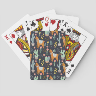 Cute Alpacas Pattern Poker Cards