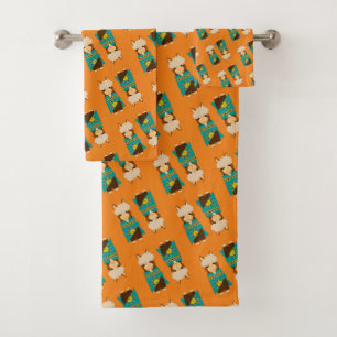 Cute Alpacas Rocking Goatees & Teal Serapes Bath Towel Set