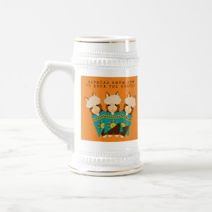 Cute Alpacas Rocking Goatees & Teal Serapes Beer Stein