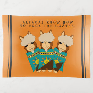 Cute Alpacas Rocking Goatees & Teal Serapes Trinket Tray