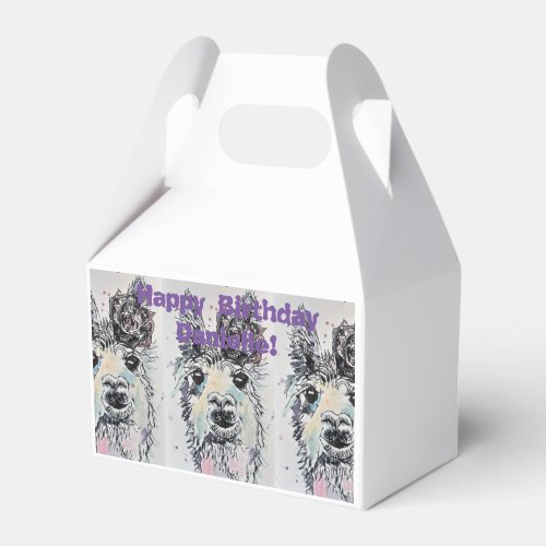 Cute Alpacca Llama Girls Birthday Cake Favor Box