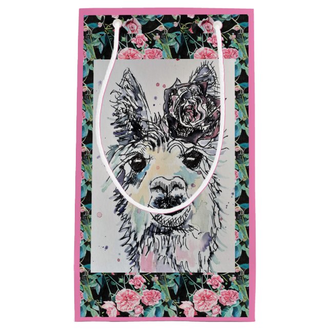 Cute Alpacca Llama Watercolour Art Gift Bag (Front)