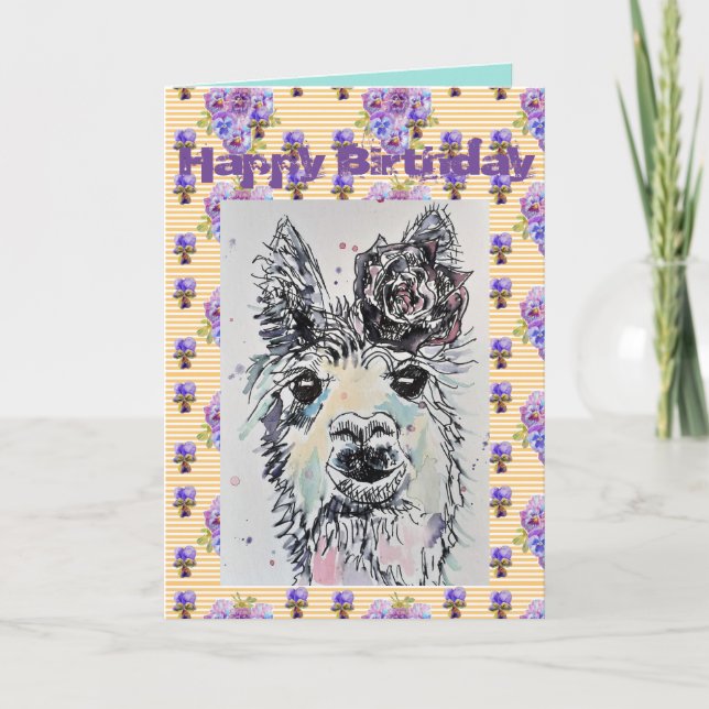 Cute Alpacca Llama Watercolour painting art Card (Front)