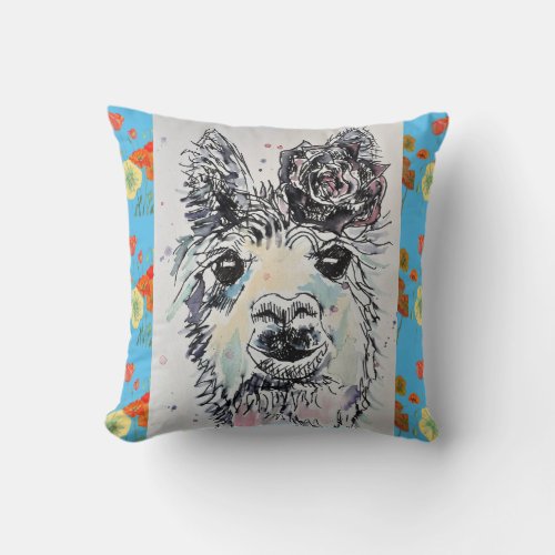 Cute Alpacca Lllama Watercolour Art Baby Cushion