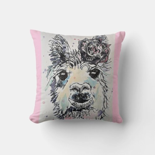 Cute Alpacca Lllama Watercolour Art Baby Cushion