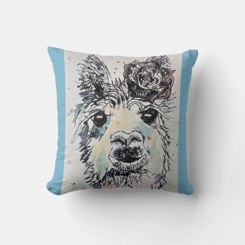 Cute Alpacca Lllama Watercolour Art Cushion