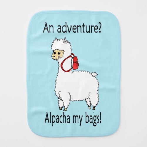 Cute alpacha adventure pun baby burp cloth