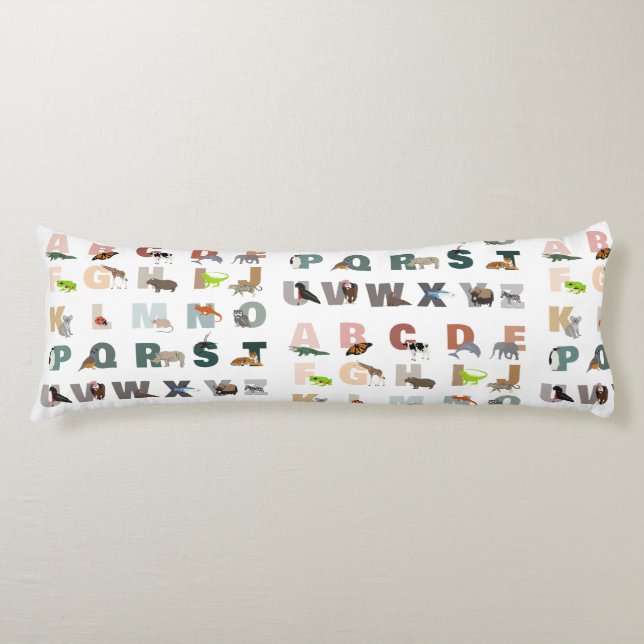 Cute Alphabet ABC Animals Body Pillow (Front)