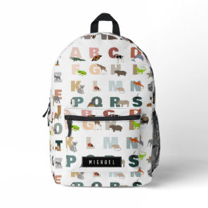 Cute Alphabet ABC Animals Custom Name School Printed Backpack