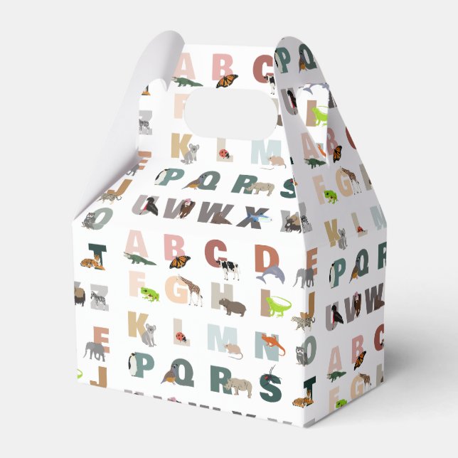 Cute Alphabet ABC Animals Favor Boxes (Front Side)