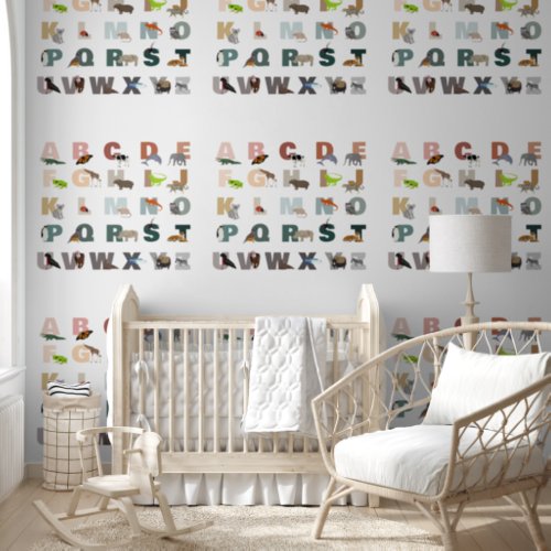 Cute Alphabet ABC Animals Nursery Classroom  Wallpaper