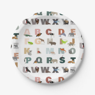 Cute Alphabet ABC Animals Paper Plates