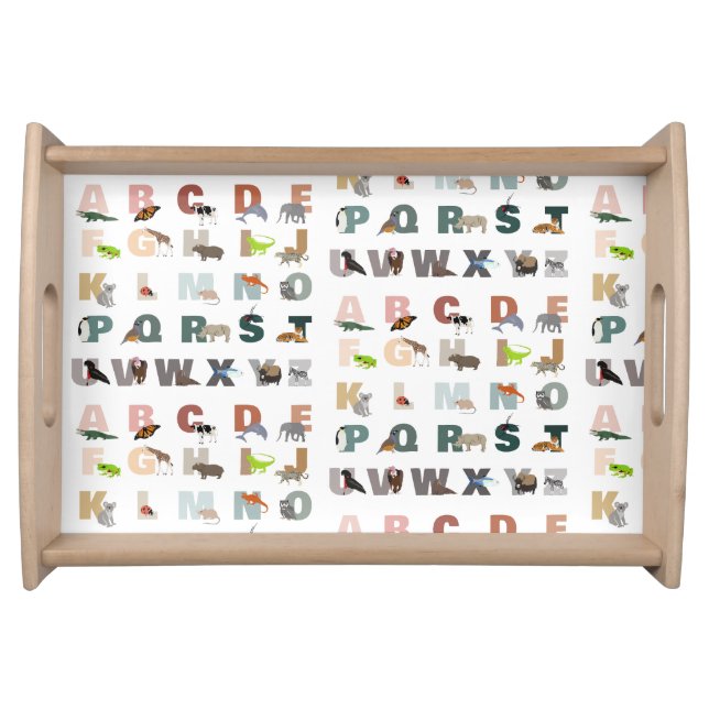 Cute Alphabet ABC Animals Serving Tray (Front)