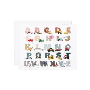 Cute Alphabet ABC Trucks, Transportation Vehicles Holiday Postcard