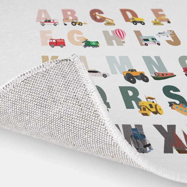 Cute Alphabet ABC Trucks, Transportation Vehicles Rug (Indoor)
