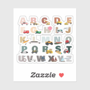 Cute Alphabet ABC Trucks, Transportation Vehicles Sticker