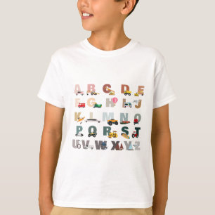 Cute Alphabet ABC Trucks, Transportation Vehicles T-Shirt
