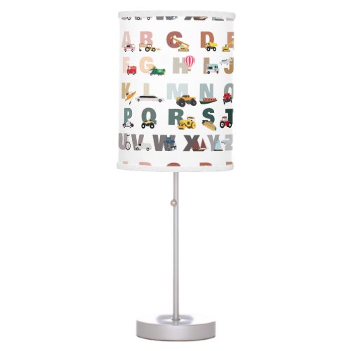 Cute Alphabet ABC Trucks Transportation Vehicles Table Lamp