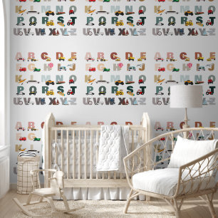 Cute Alphabet ABC Trucks, Transportation Vehicles Wallpaper