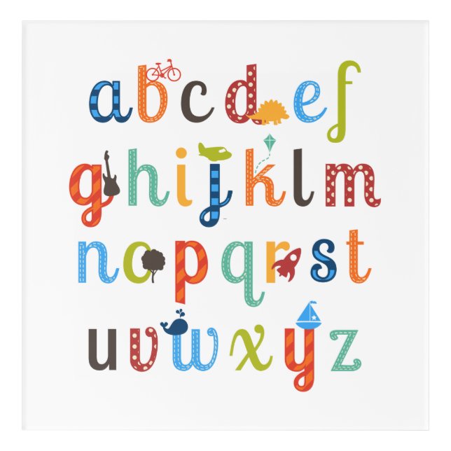 Cute Alphabet Design Acrylic Print (Front)