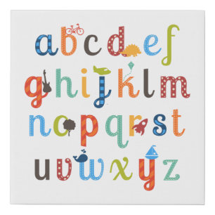 Cute Alphabet Design Faux Canvas Print