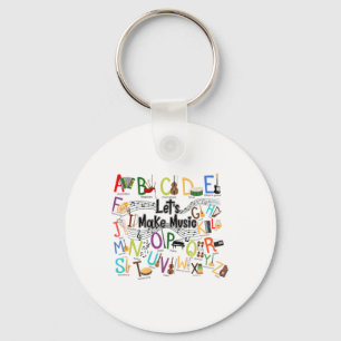 Cute Alphabet Design For Music Teacher Men Women T Keychain