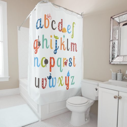 Cute Alphabet Design Shower Curtain